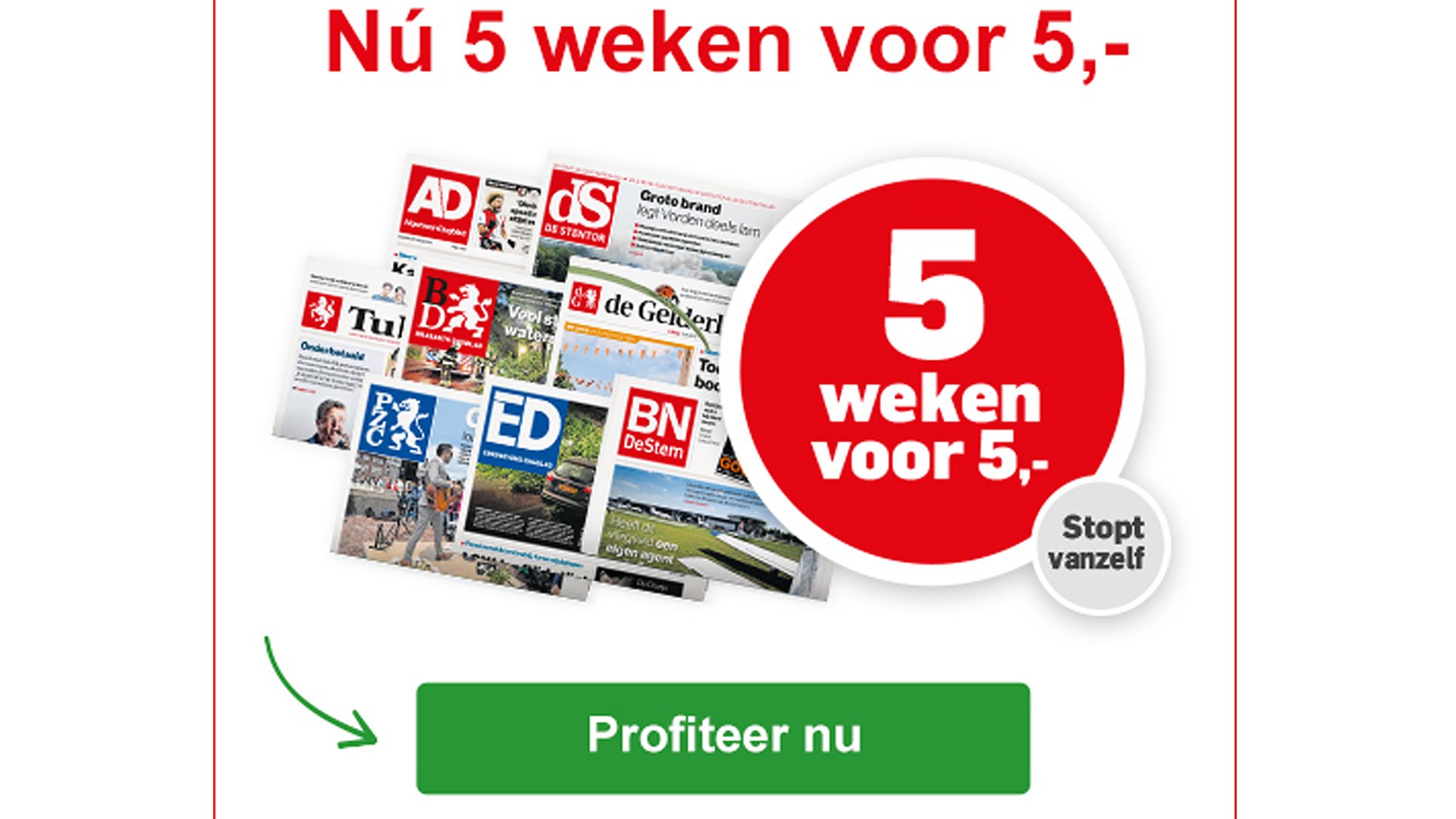 Kranten Aanbieding Nu Tijdelijk 5 Weken De Krant Voor € 5,-